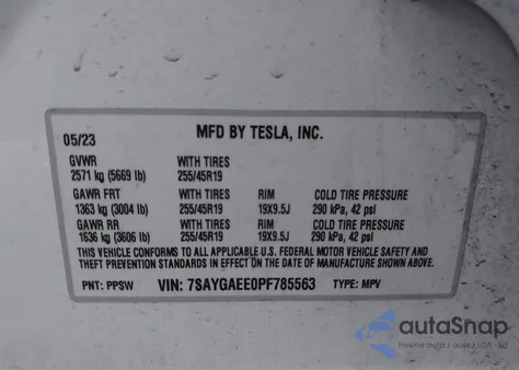 2023 Tesla Model Y Awd/Long Range Dual Motor All-Wheel Drive from USA, damaged, VIN 7SAYGAEE0PF785563